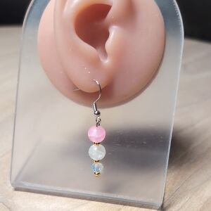 Elegant Pink and Blue Beaded Earrings